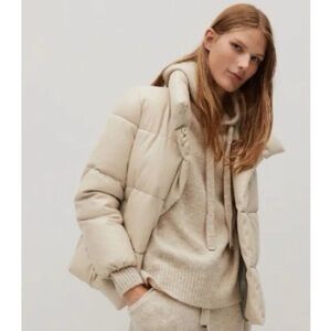 Mango Faux Leather Quilted Puffer